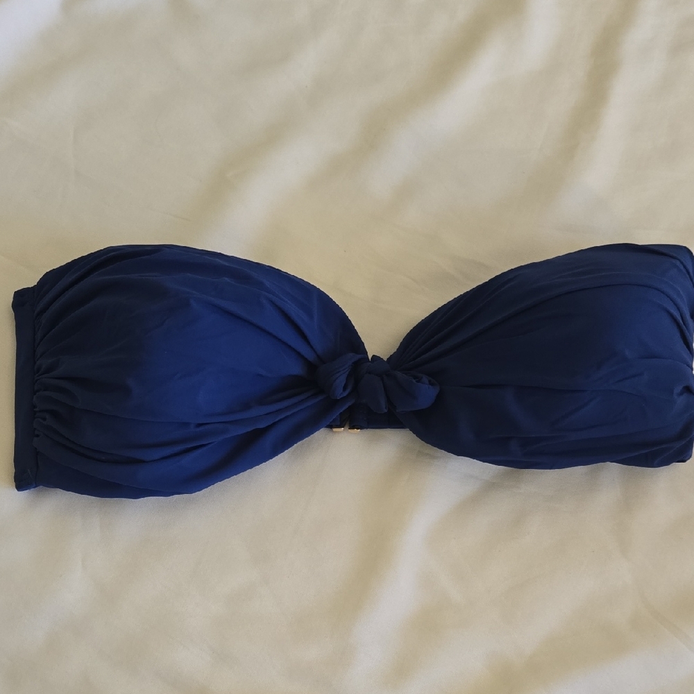 Navy Bandeau Twist Swim Top